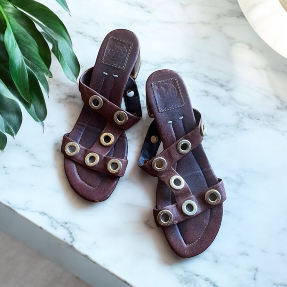 Tory Burch Shoes - Tory Burch Brown Strappy Sandals with Gold Grommets